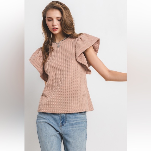 Fabulous Flutter Sleeve Textured Knit Top - Picture 6 of 8